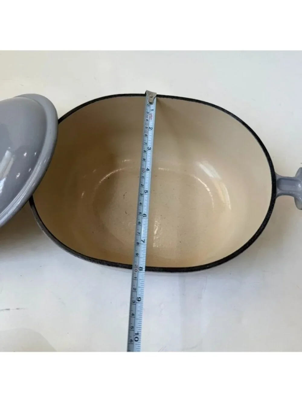 RARE Vintage Le Creuset La Mama Enzo Mari Oval Cast Iron Dutch Oven Gray